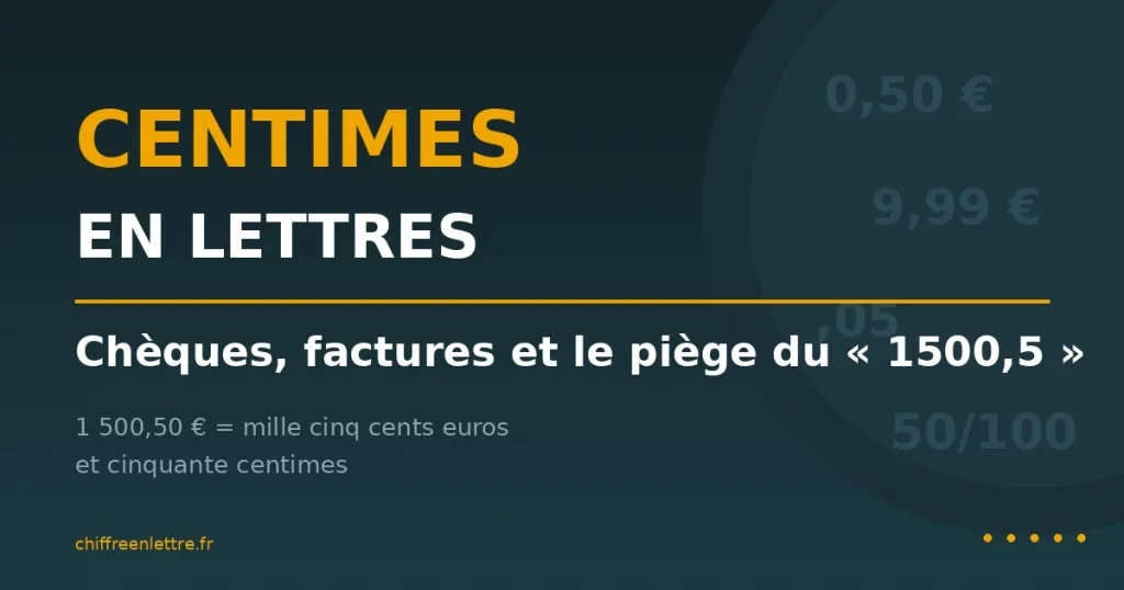 Centimes en lettres : écrire un montant avec centimes